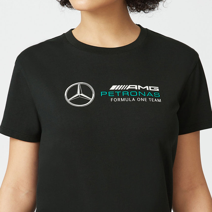 Mercedes T-shirt col rond Femmess, Large Logo, Noir, 2022 - FansBRANDS®