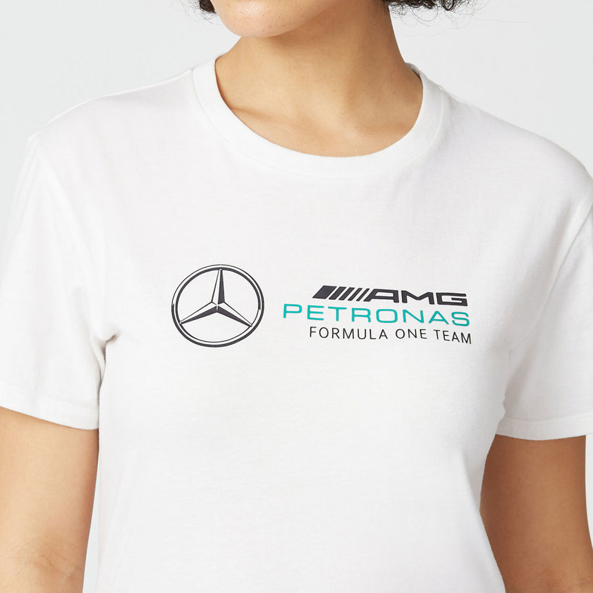 Mercedes T-shirt col rond Femmess, Large Logo, Blanc, 2022 - FansBRANDS®