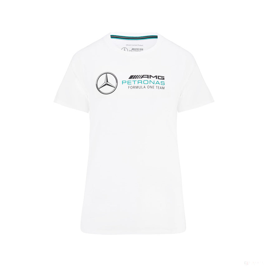 Mercedes T-shirt col rond Femmess, Large Logo, Blanc, 2022 - FansBRANDS®