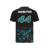 Mercedes Lewis Hamilton T-shirt col rond, LEWIS #44, Noir, 2022