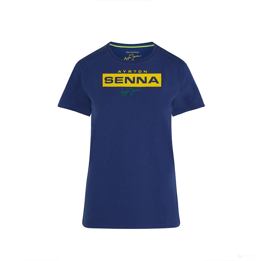 T-shirt col Rond  Ayrton Senna Logo graphique, Bleu - FansBRANDS®