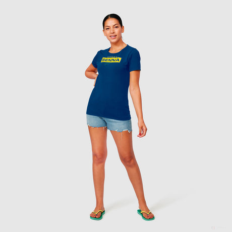 T-shirt col Rond  Ayrton Senna Logo graphique, Bleu - FansBRANDS®
