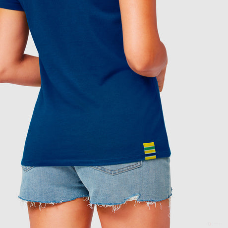 T-shirt col Rond  Ayrton Senna Logo graphique, Bleu - FansBRANDS®