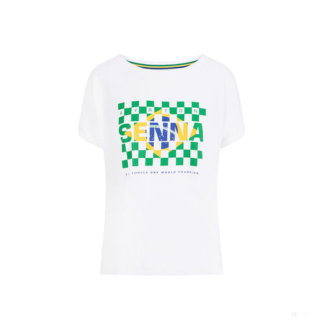 T-shirt col Rond  Ayrton Senna Drapeau graphique, Blanc - FansBRANDS®