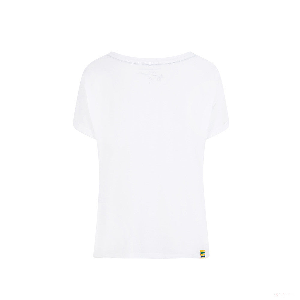 T-shirt col Rond  Ayrton Senna Drapeau graphique, Blanc
