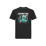 Mercedes Lewis Hamilton T-shirt col rond Enfant, LEWIS #44, Noir, 2022