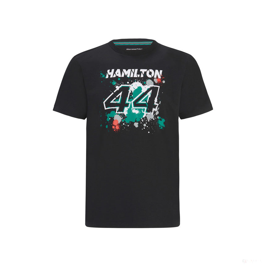 Mercedes Lewis Hamilton T-shirt col rond, LEWIS #44, Noir, 2022 - FansBRANDS®