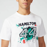 Mercedes Lewis Hamilton T-shirt col rond, LEWIS #44, Blanc, 2022
