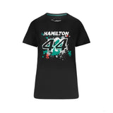 Mercedes Lewis Hamilton T-shirt col rond Femmess, LEWIS #44, Noir, 2022