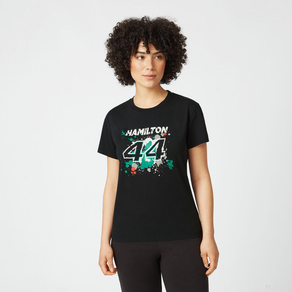 Mercedes Lewis Hamilton T-shirt col rond Femmess, LEWIS #44, Noir, 2022