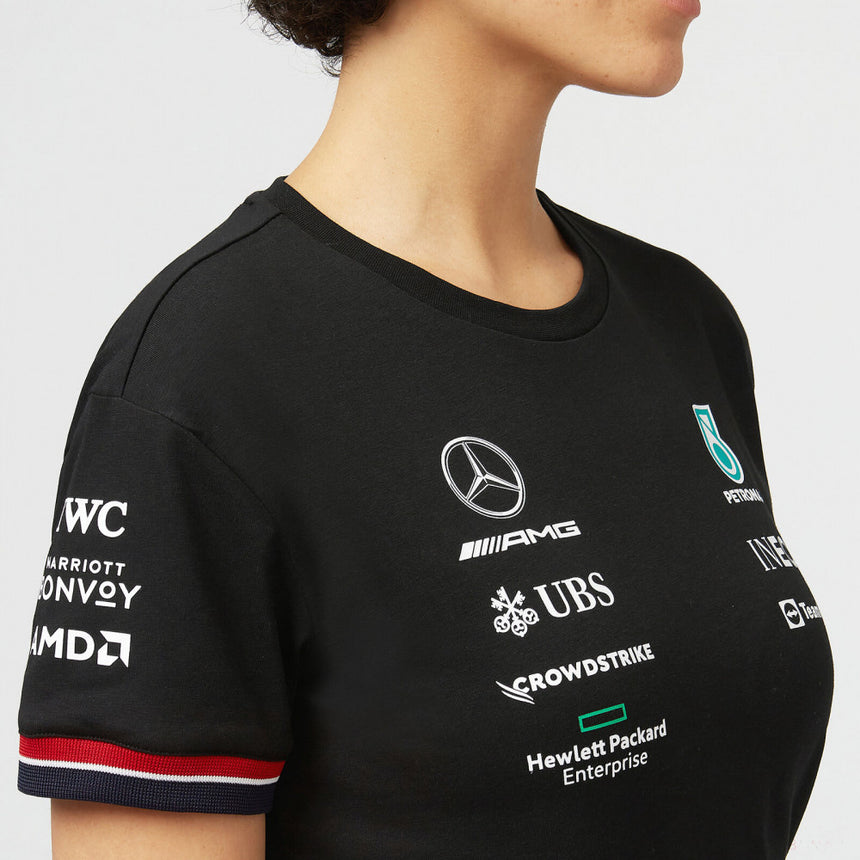 Mercedes Team T-shirt col rond Femmess, Noir, 2022 - FansBRANDS®