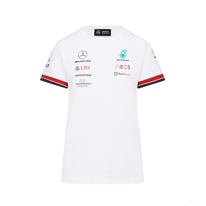 Mercedes Team T-shirt col rond Femmess, Blanc, 2022 - FansBRANDS®