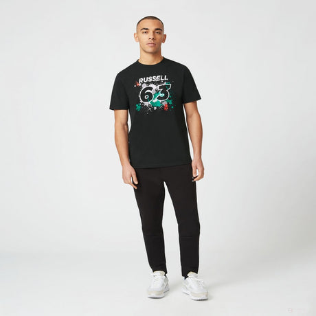 Mercedes George Russell T-shirt col rond, GEORGE #63, Noir, 2022 - FansBRANDS®