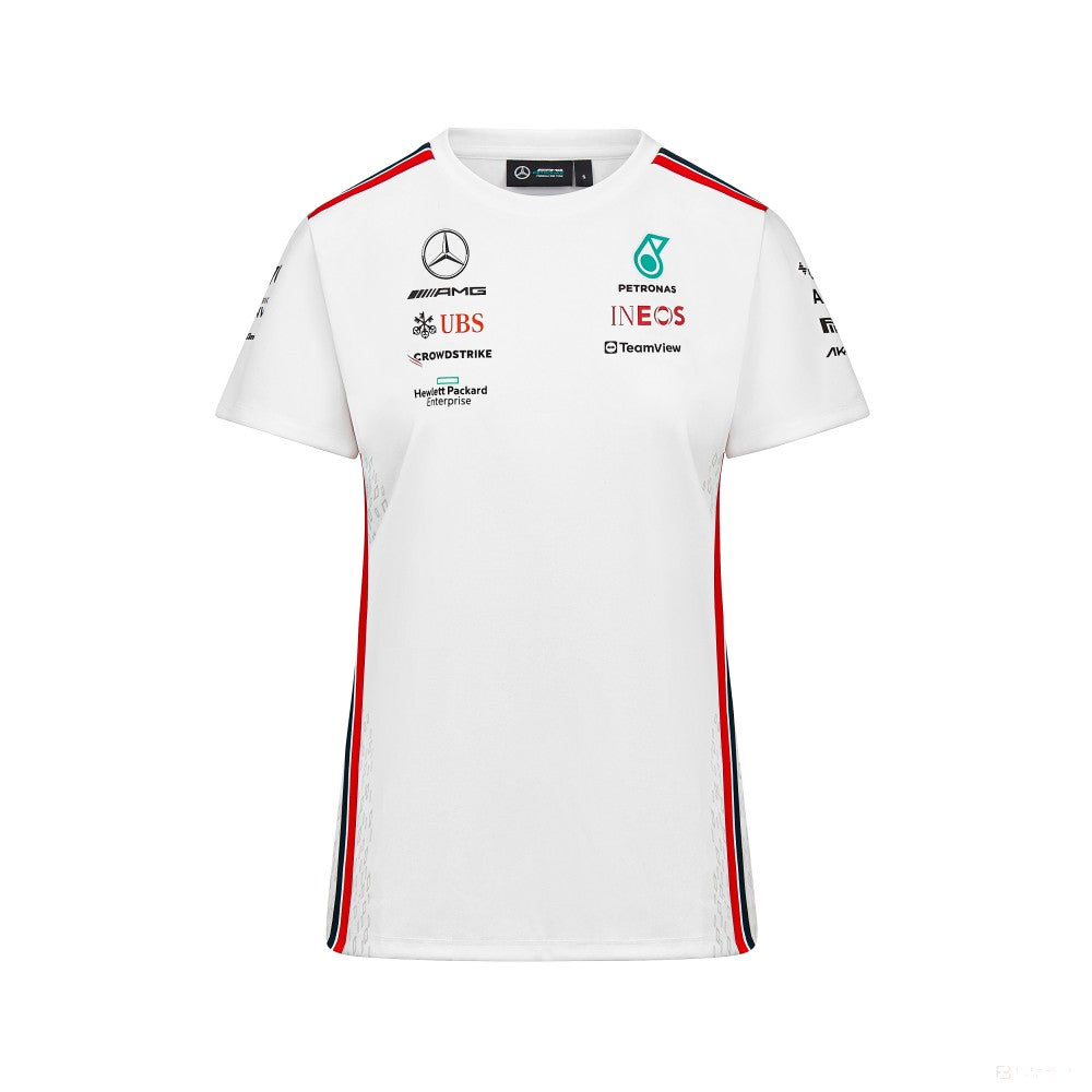 Équipe Mercedes, T-shirt pilote pour femmes, blanc, 2023