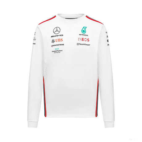 Équipe Mercedes, T-shirt pilote à manches longues pour hommes, blanc, 2023 - FansBRANDS®