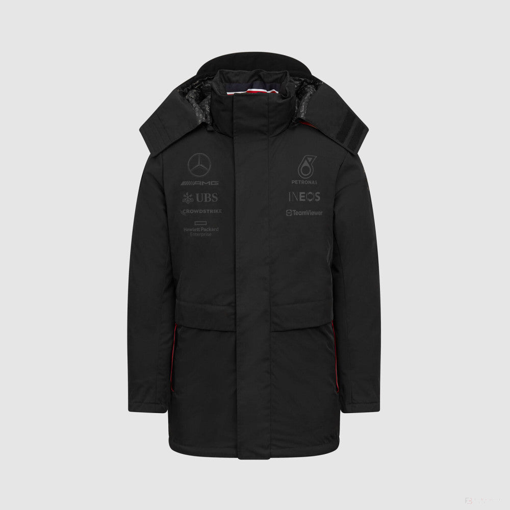 Équipe Mercedes, veste d'hiver, noire, 2023