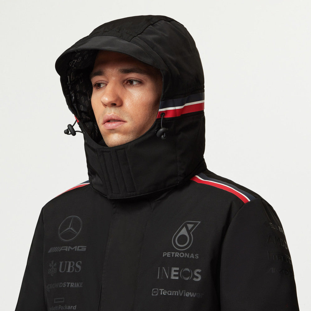 Équipe Mercedes, veste d'hiver, noire, 2023