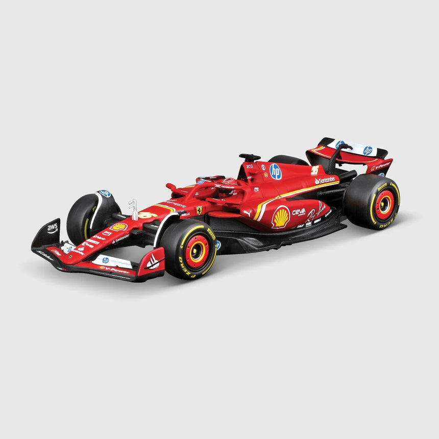 Voiture miniature Ferrari, Charles Leclerc, SF-24, boîte acrylique, Bburago, rouge