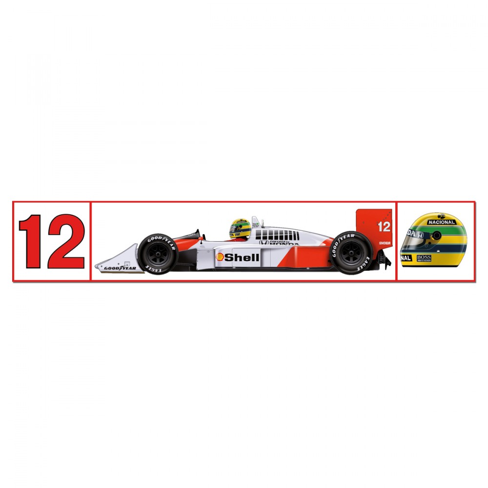 Autocollant Ayrton Senna, Blanc