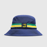 Ayrton Senna casquette bucket, à rayures bleues