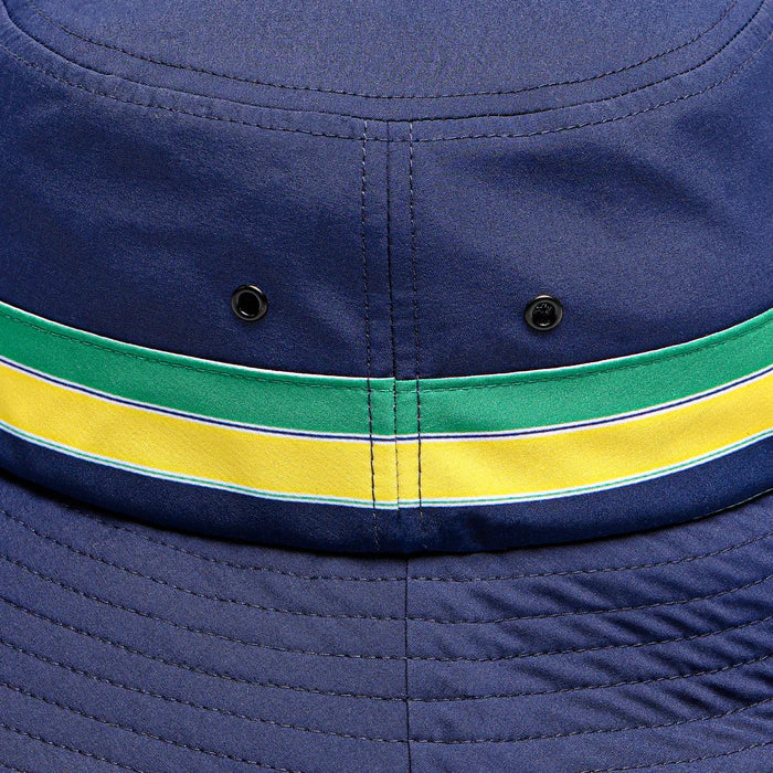 Ayrton Senna casquette bucket, à rayures bleues