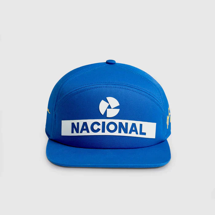 Casquette Ayrton Senna, Nacional, originale 1984, avec étui rigide en tissu, bleue