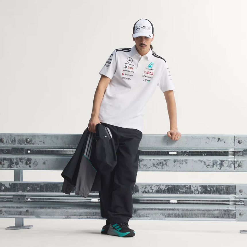 Polo Mercedes, équipe, ingénieurs, adidas, blanc, 2026
