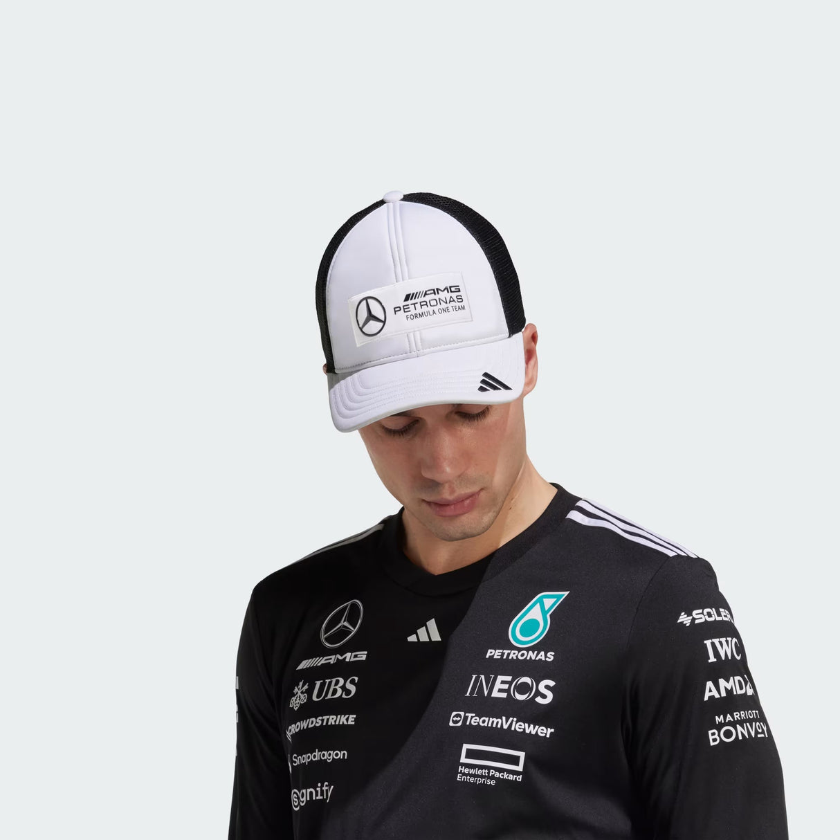 Casquette Mercedes, trucker, logo long, blanc 🔥