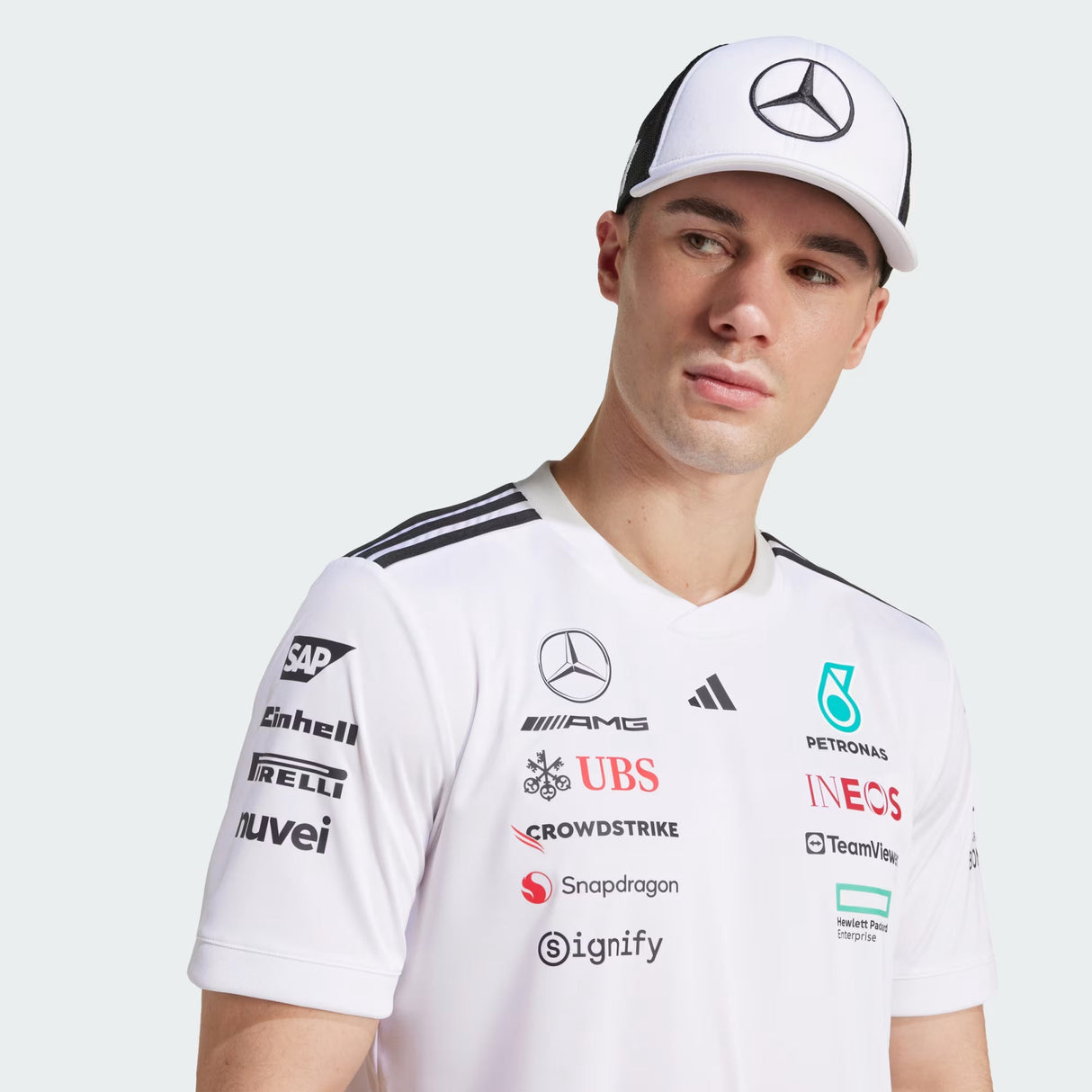 Casquette Mercedes, trucker, grand logo, blanc/noir 🔥