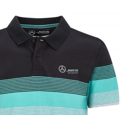 Mercedes polo shirt, striped, multi-colored, 2020