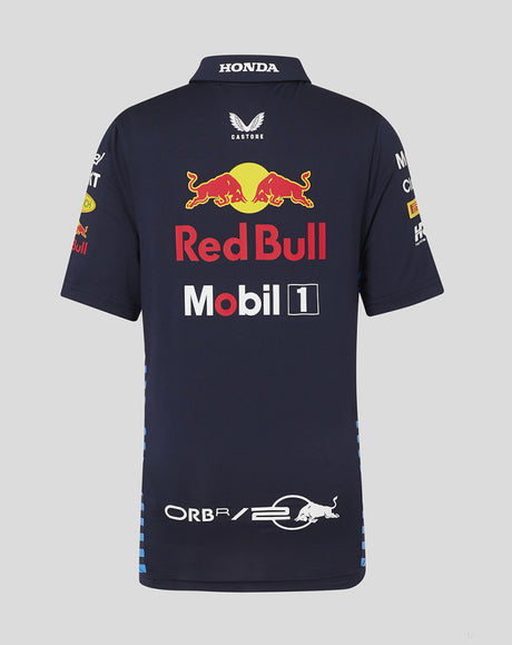 Red Bull t-shirt avec col chemise, Castore, équipe, enfant, bleu, 2024