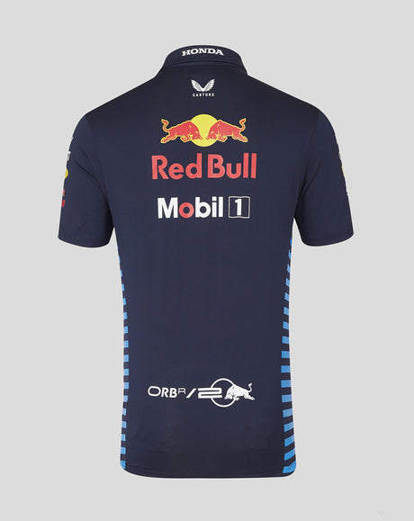 Red Bull t-shirt avec col chemise, Castore, équipe, bleu, 2024