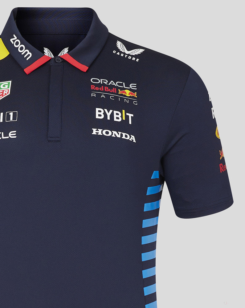 Red Bull t-shirt avec col chemise, Castore, équipe, bleu, 2024 - FansBRANDS®