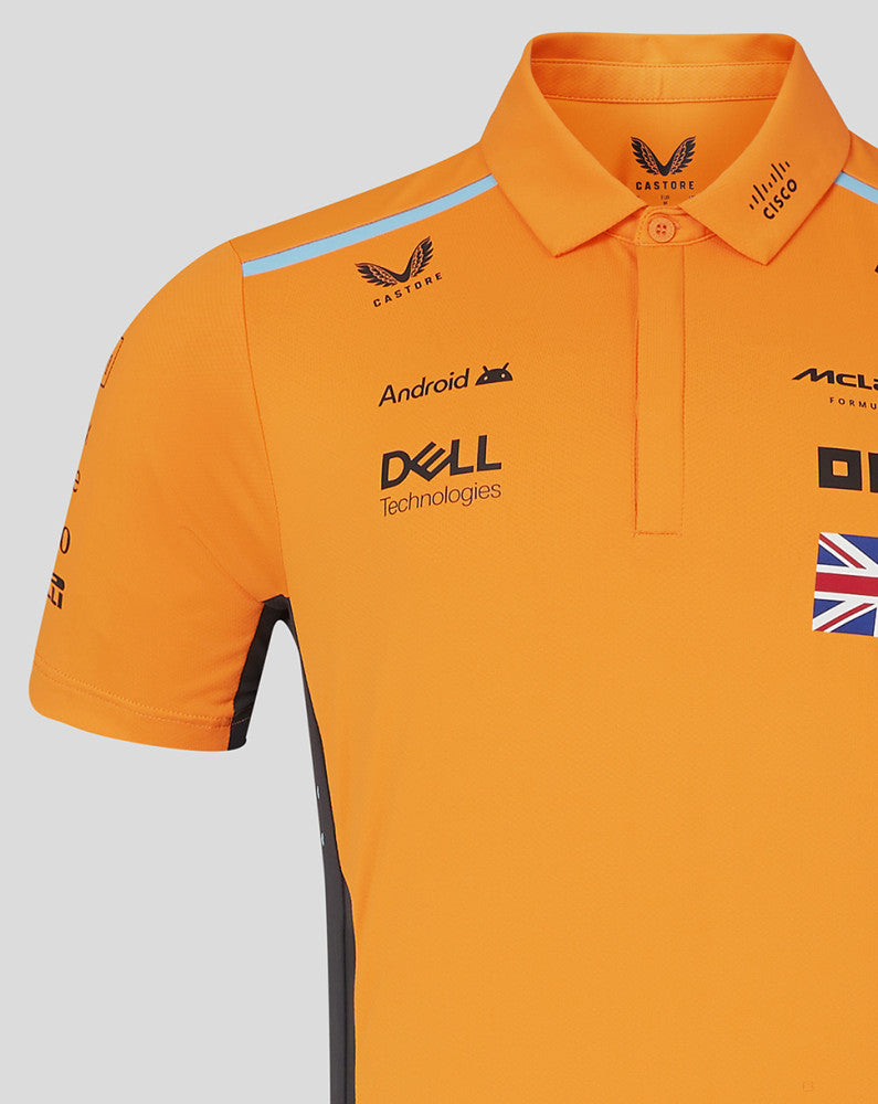 McLaren t-shirt avec col chemise, Castore, Lando Norris, orange - FansBRANDS®
