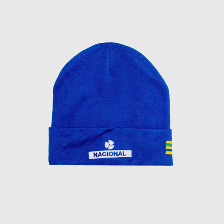 Ayrton Senna, nacional, bonnet, bleu