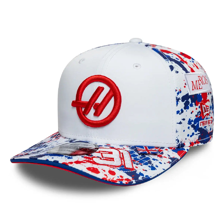 Casquette Haas F1, équipe, Esteban Ocon, 9SEVENTY, New Era, Édition Spéciale Silverstone, blanche, 2026