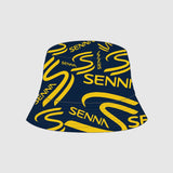Chapeau seau Ayrton Senna, réversible, bleu