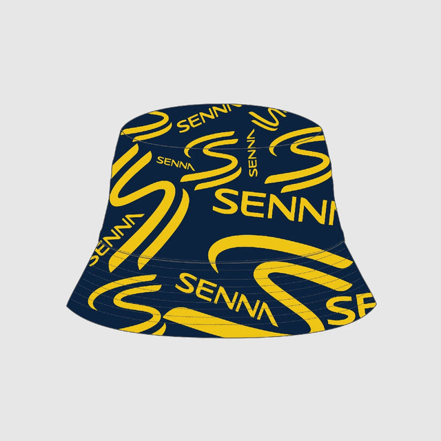 Chapeau seau Ayrton Senna, réversible, bleu