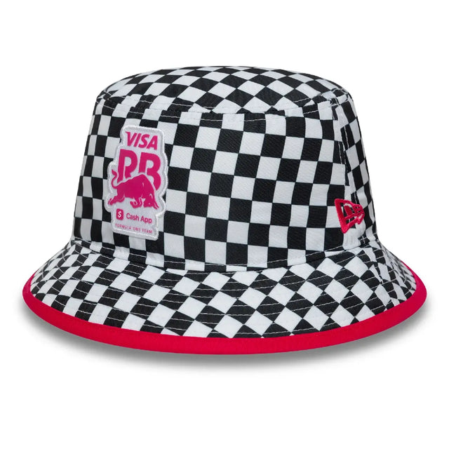 Chapeau seau Visa RB, damier, blanc
