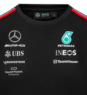 Camiseta de piloto del equipo Mercedes para mujer, negra, 2023