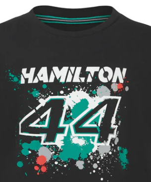 T-Shirt enfants Mercedes Lewis Hamilton, LEWIS #44, noir, 2022