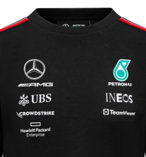 Sudadera de cuello redondo "Mercedes Team", negra, 2023