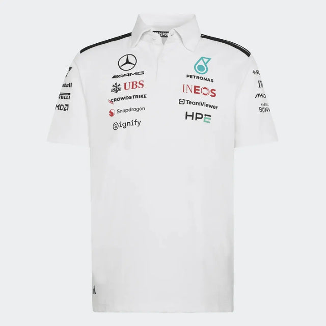 Polo Mercedes, équipe, ingénieurs, adidas, blanc, 2026