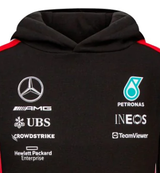 Sweat à capuche Mercedes Team Kids, noir, 2023