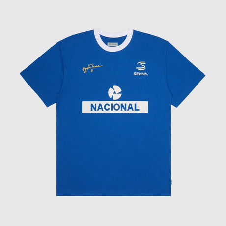 T-shirt Ayrton Senna, nacional ringer, bleu