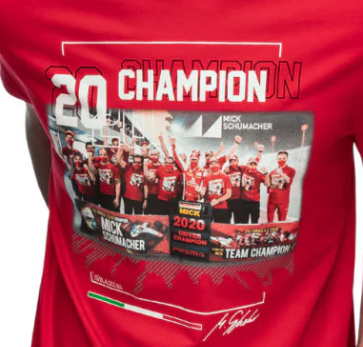 T-shirt Mick Schumacher, champion du monde de F2 2020, rouge, 2020