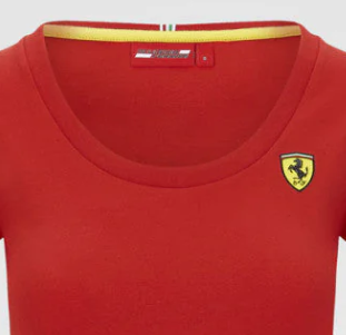 T-shirt Femme Ferrari, Écusson, Rouge, 2020
