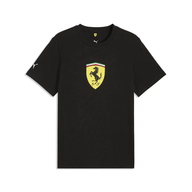 T-shirt Ferrari, écusson coloré, noir